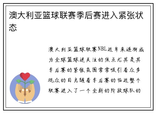 澳大利亚篮球联赛季后赛进入紧张状态